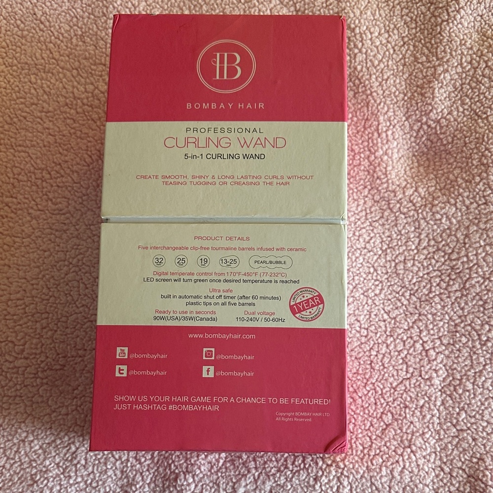 Bombay Professional Curling Wand Set - Pink and White - Picture 3 of 5